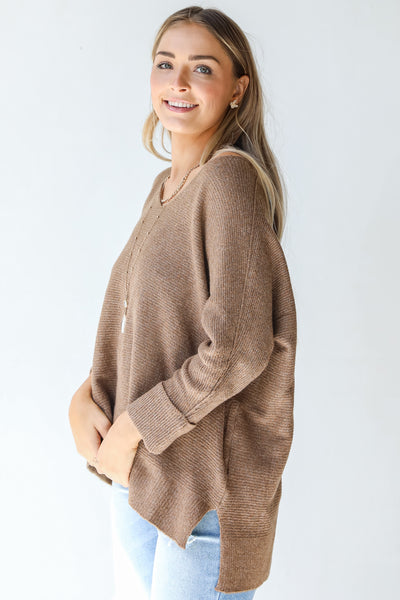 Oversized Sweater in camel side view
