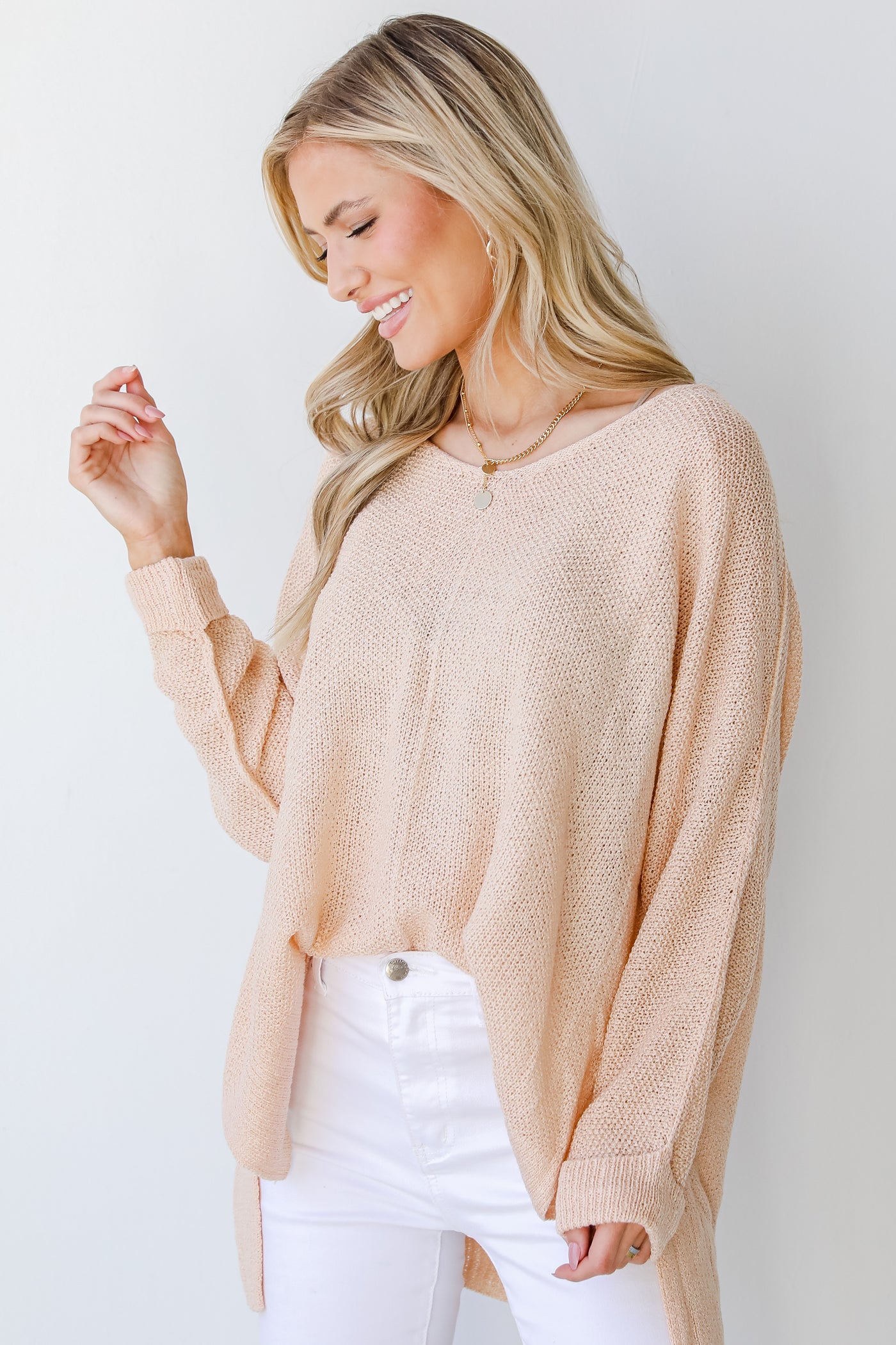 Knit Top in taupe front view