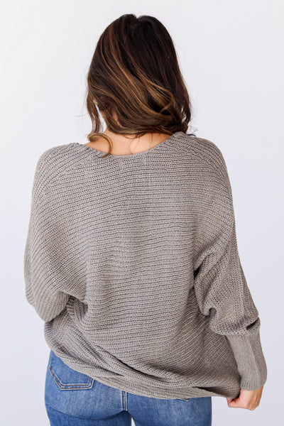 olive Cozy Sweater back view