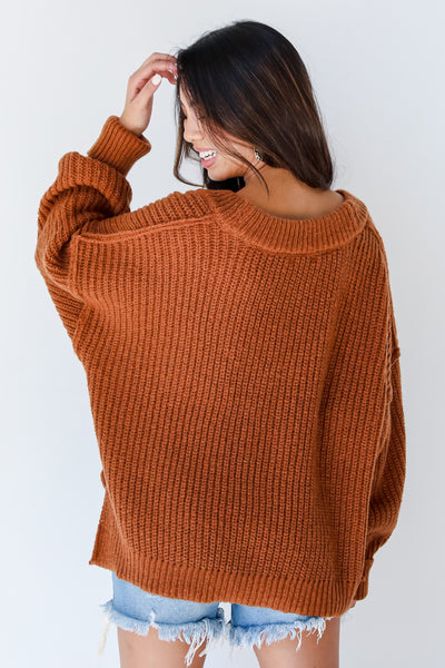 brown Sweater back view
