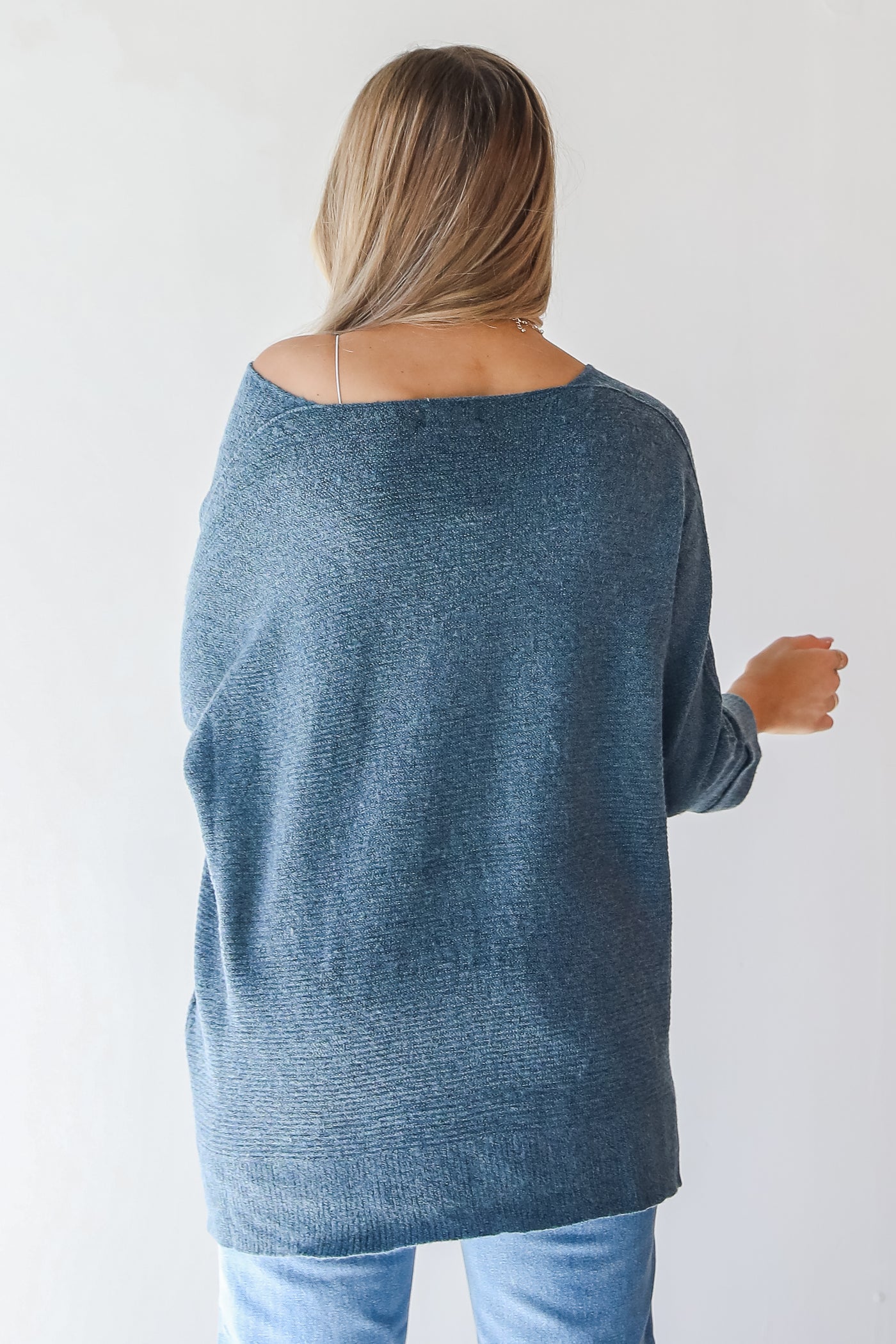 Oversized Sweater in teal back view