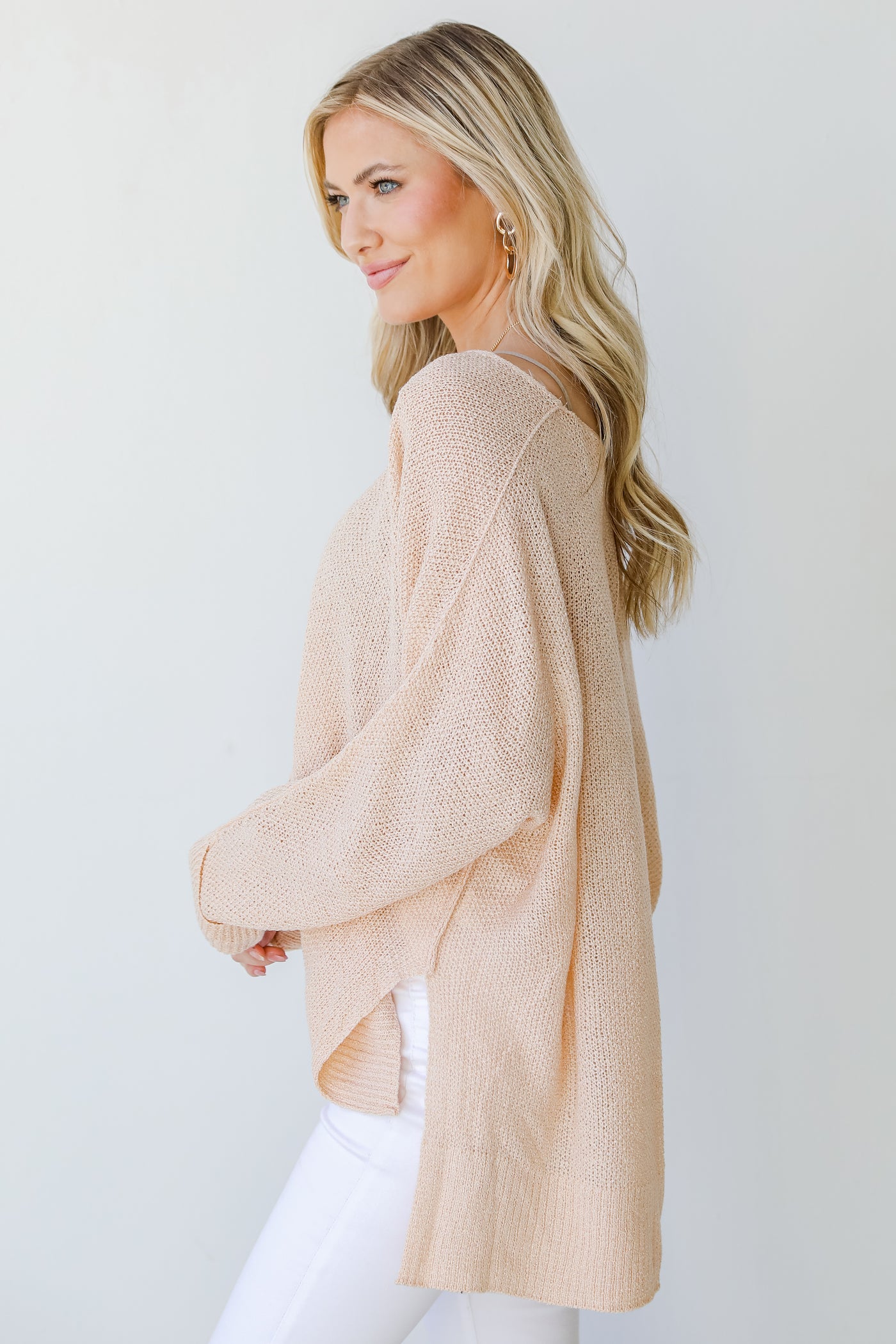 Knit Top in taupe side view