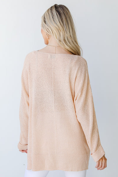 Knit Top in taupe back view