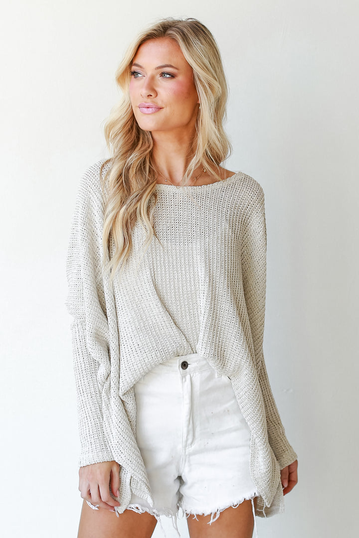 Loose Knit Sweater on model