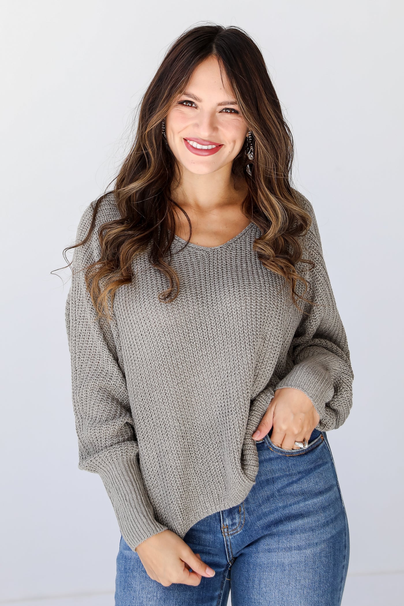 olive Cozy Sweater on model