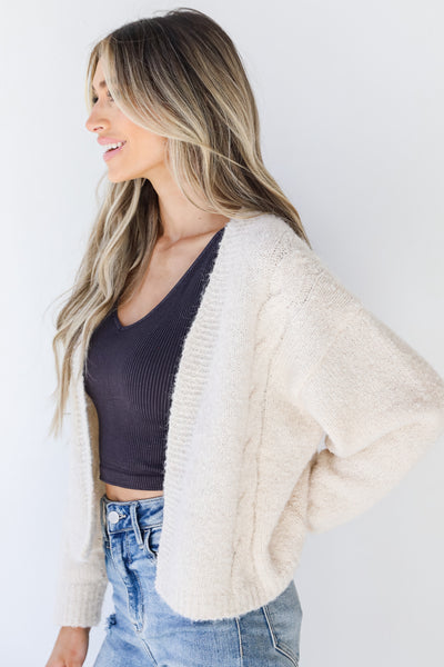 Sweater Cardigan in ivory side view