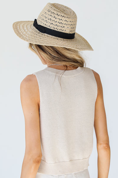 Sweater Tank in taupe back view