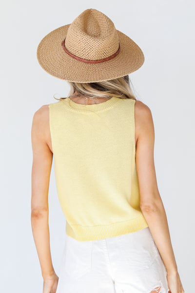 Sweater Tank in sunshine back view