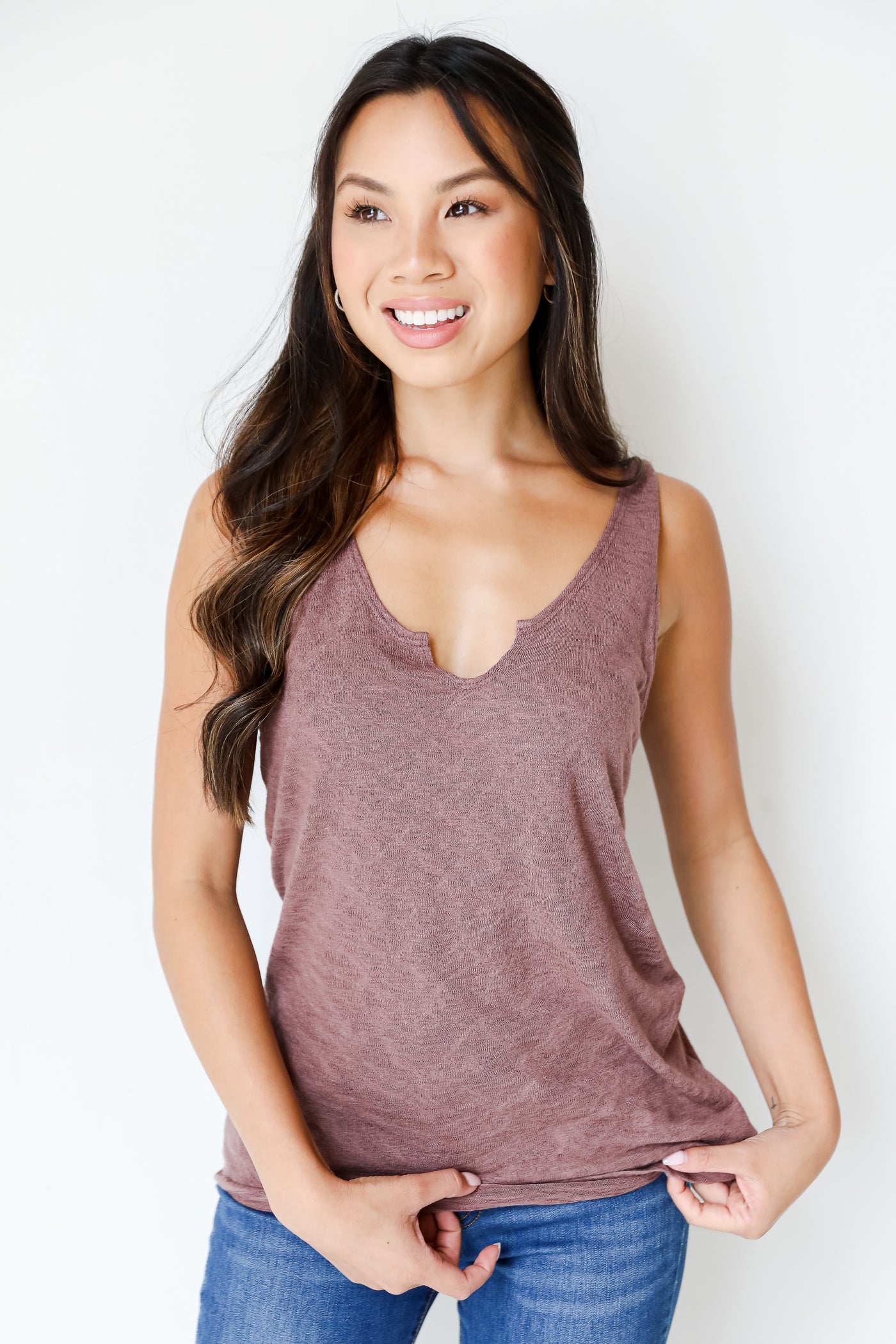 brown Knit Tank front view