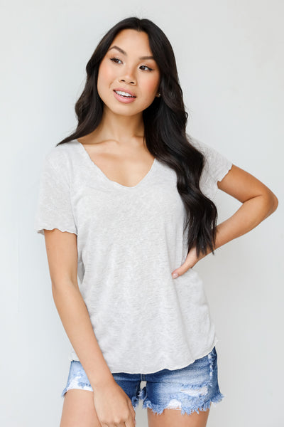 Knit Tee in grey front view