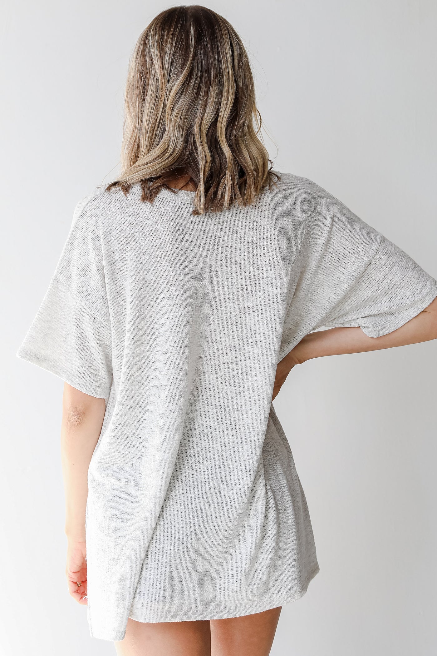Knit Tee in heather grey back view