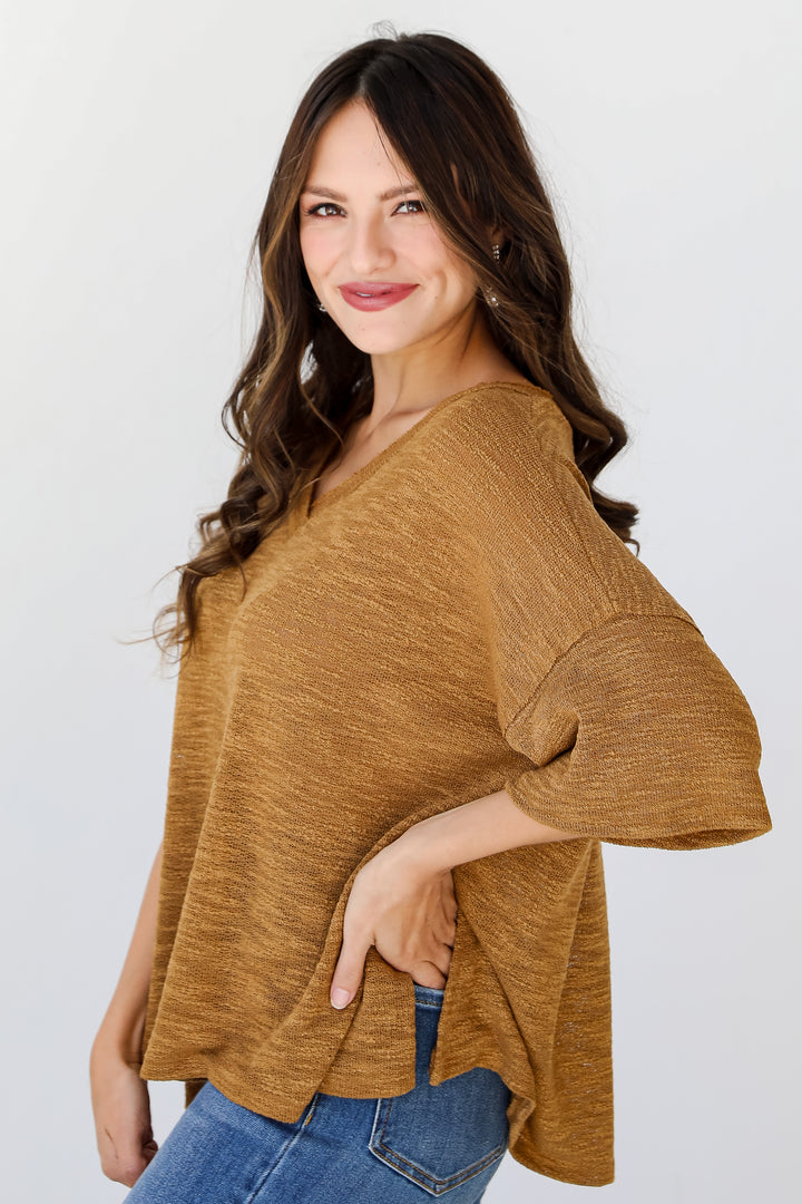 camel Casual Knit Tee side view