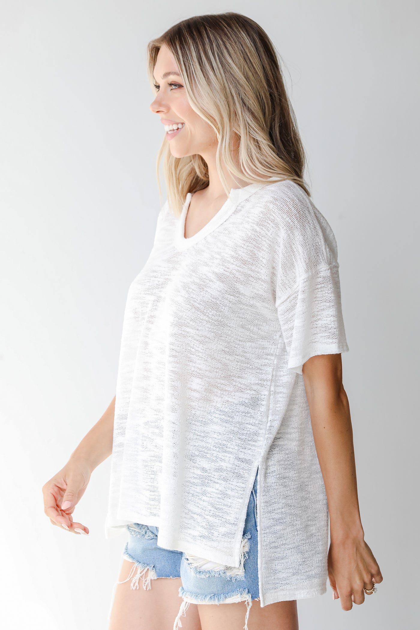 Knit Tee in white side view