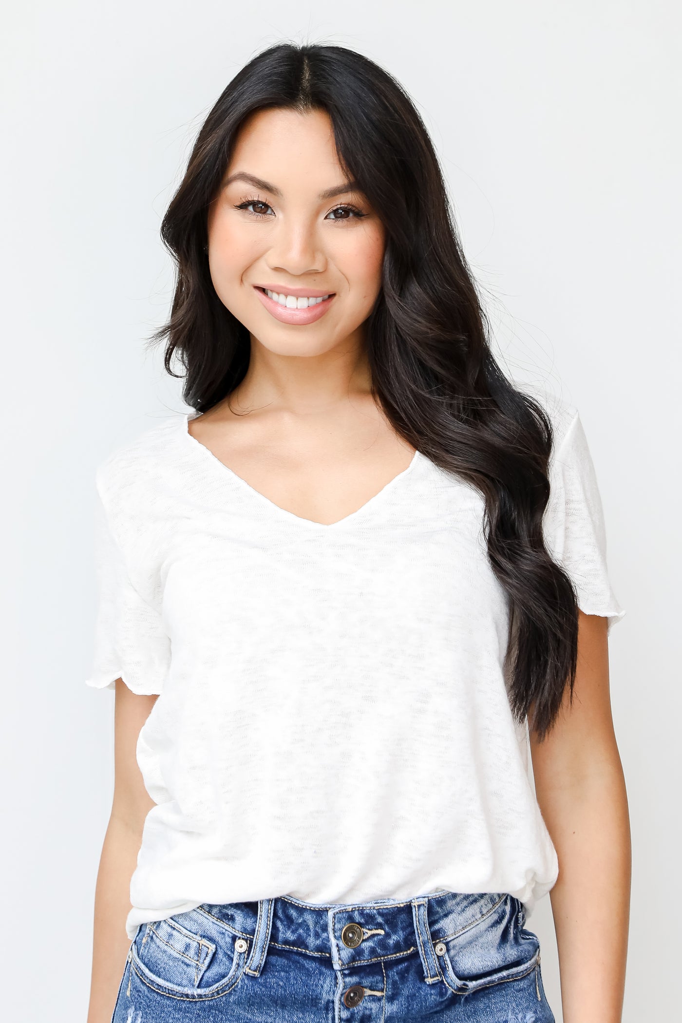 Knit Tee in white on model