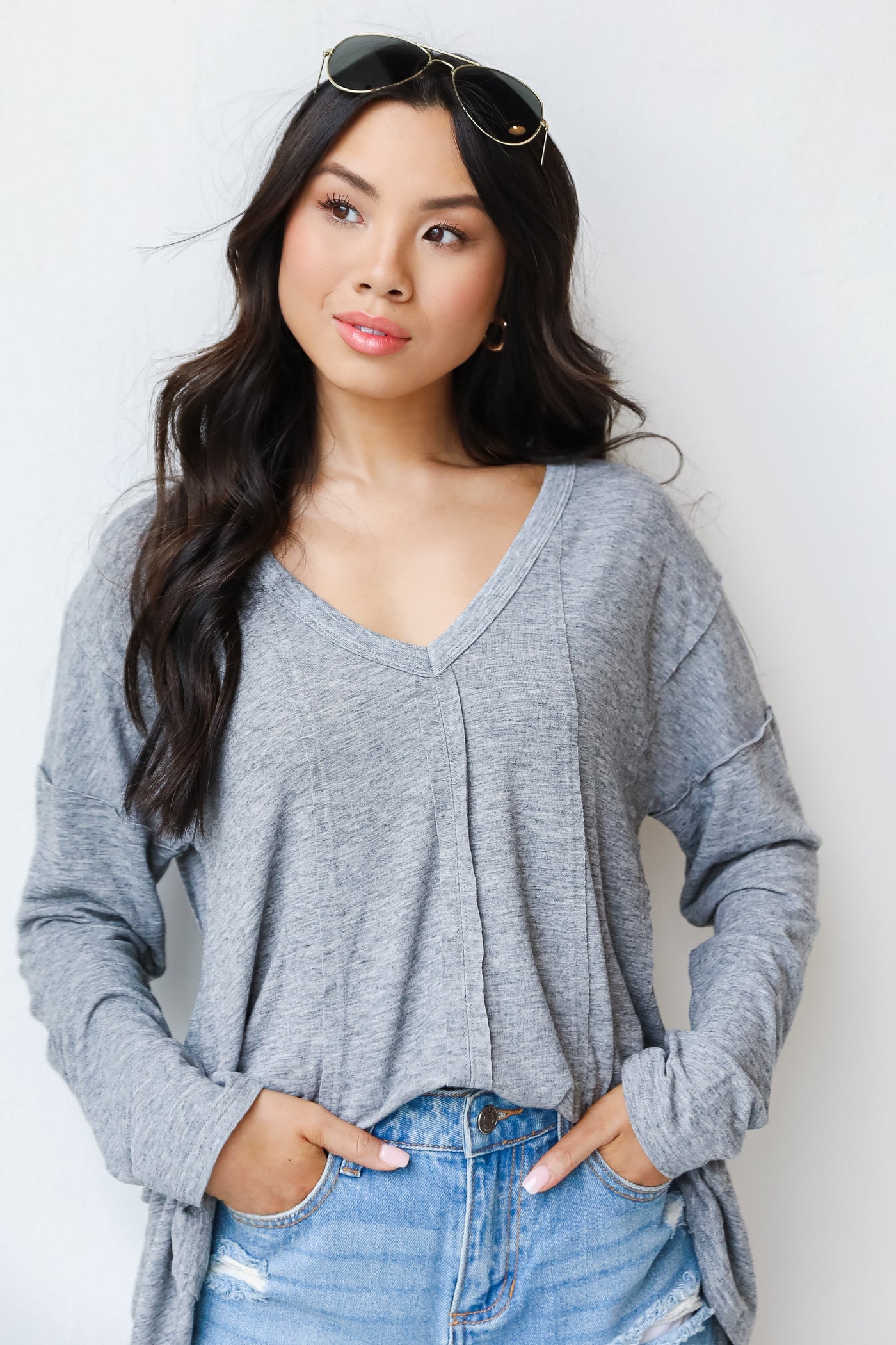 Jersey Knit Top in charcoal