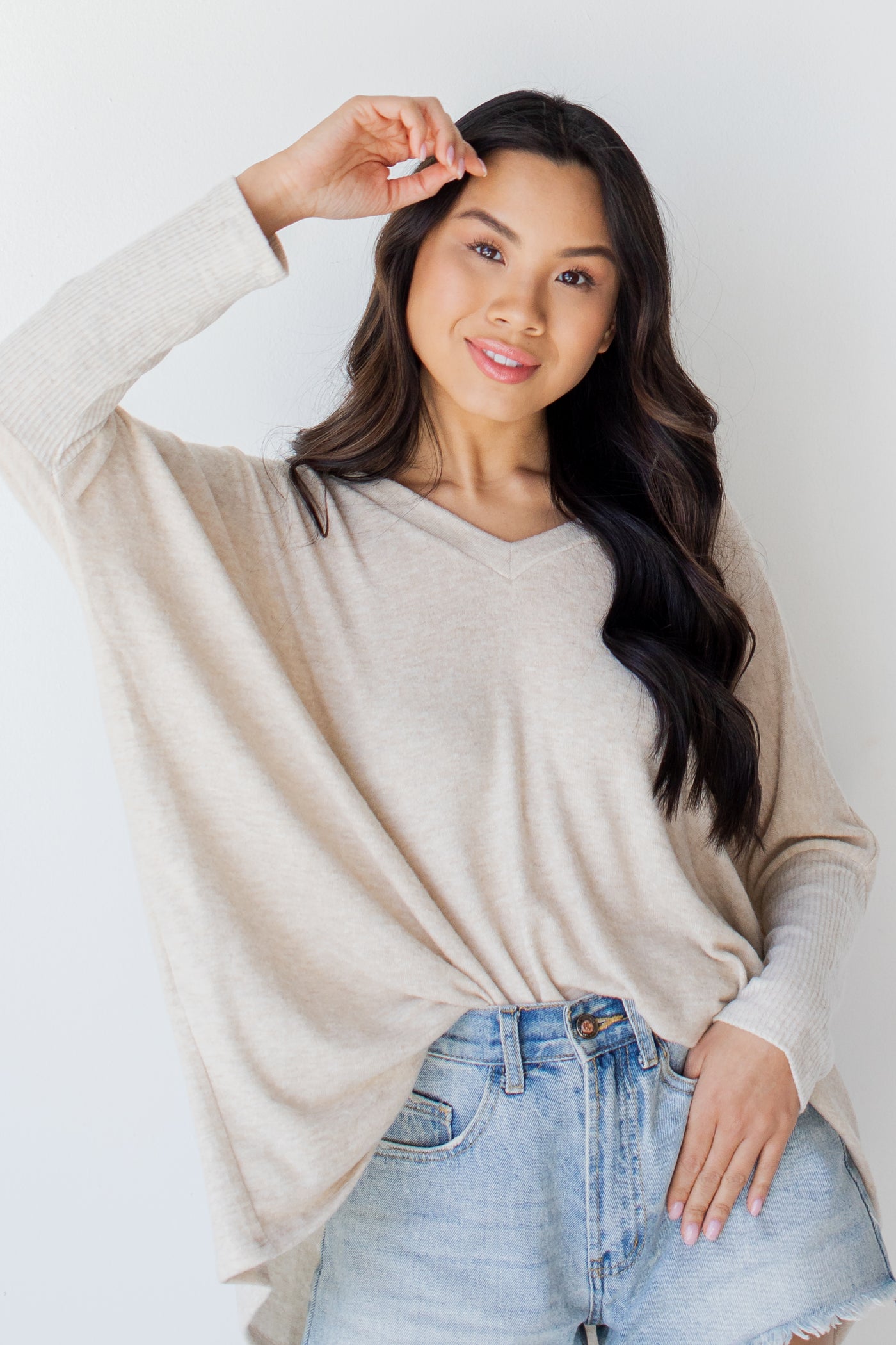Brushed Knit Top in oatmeal