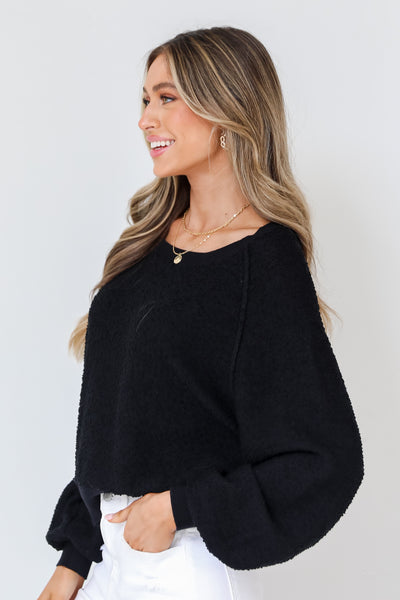 black Knit Pullover side view
