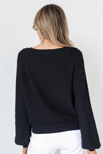 black Knit Pullover back view