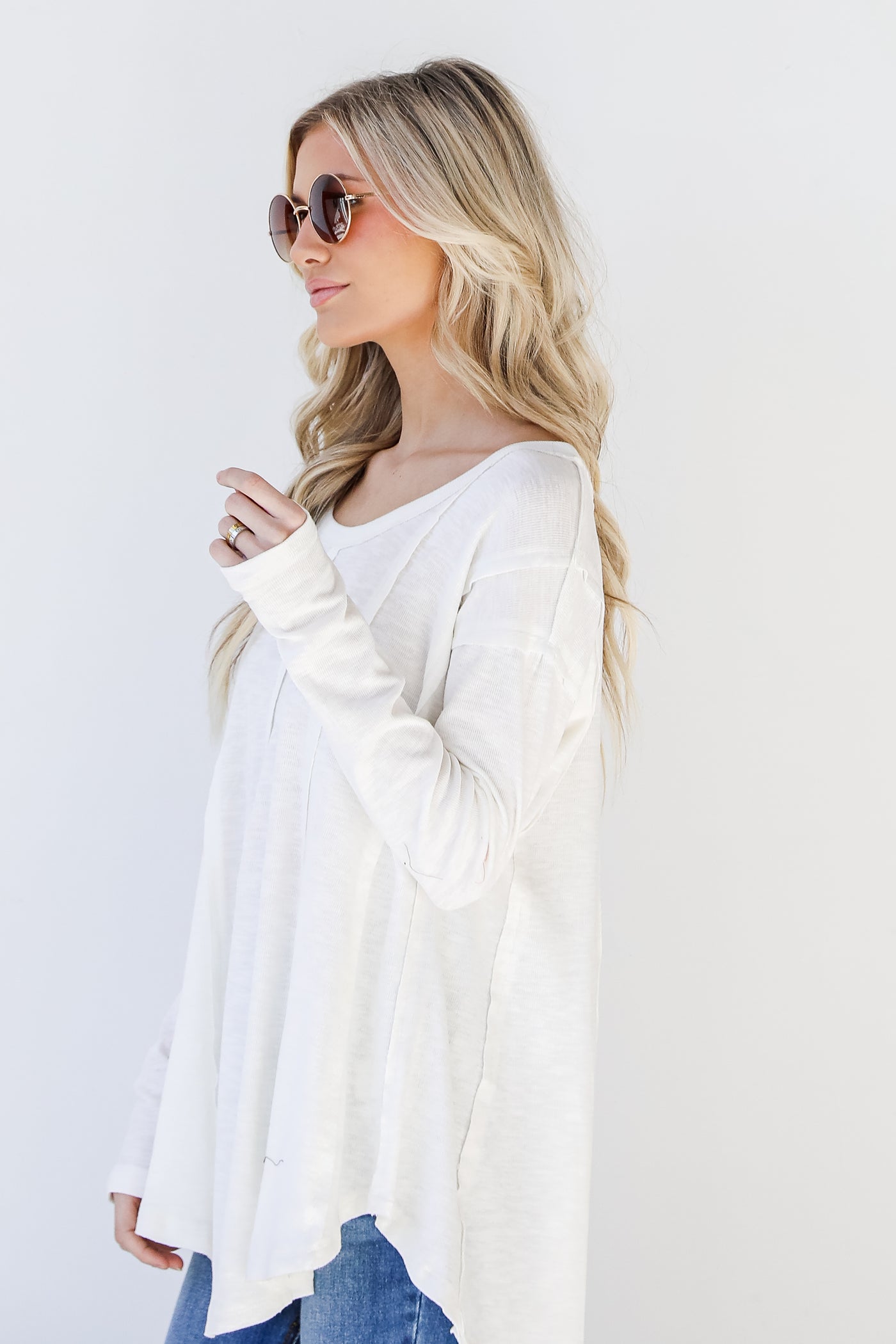 Knit Top in ivory side view