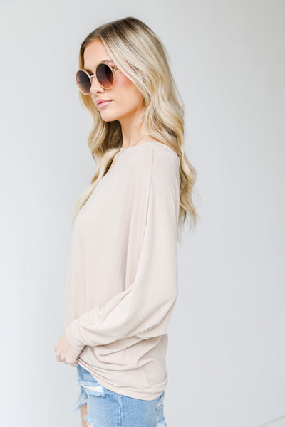 Knit Top in taupe side view