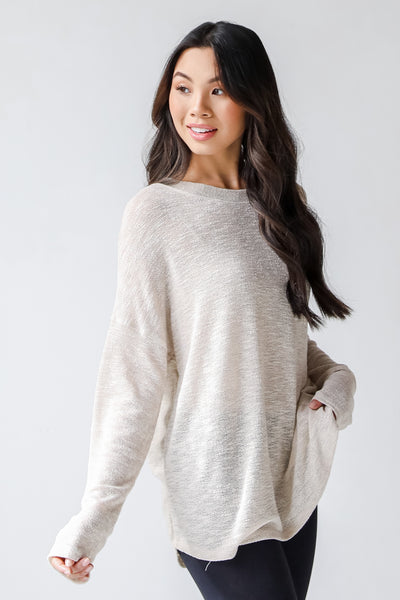 Knit Top in oatmeal side view