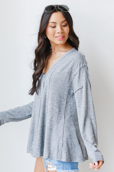 Jersey Knit Top in charcoal side view
