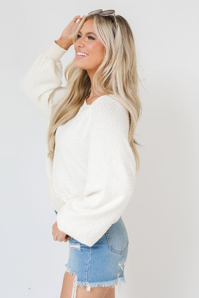 white Knit Pullover side view