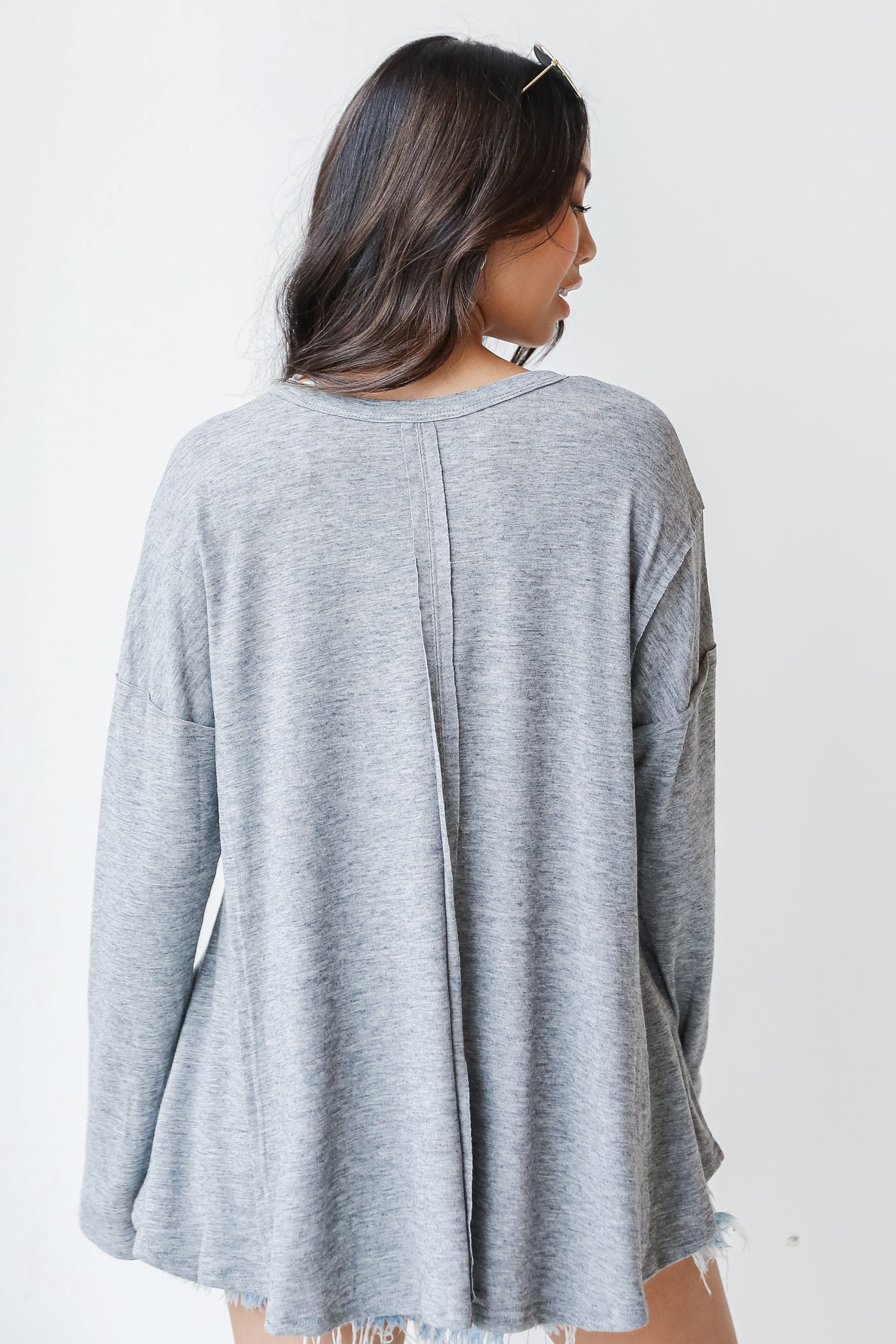 Jersey Knit Top in charcoal back view