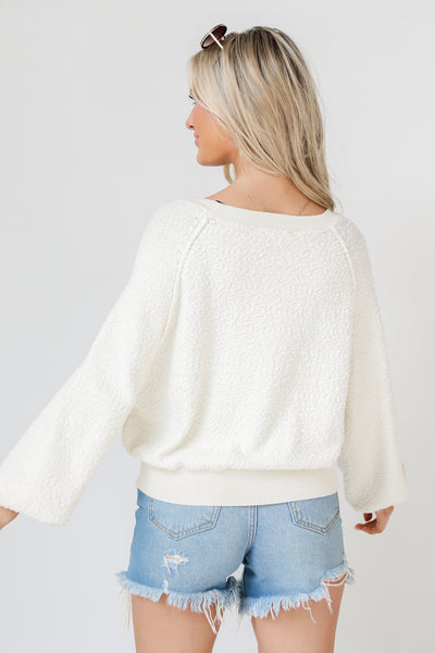 white Knit Pullover back view