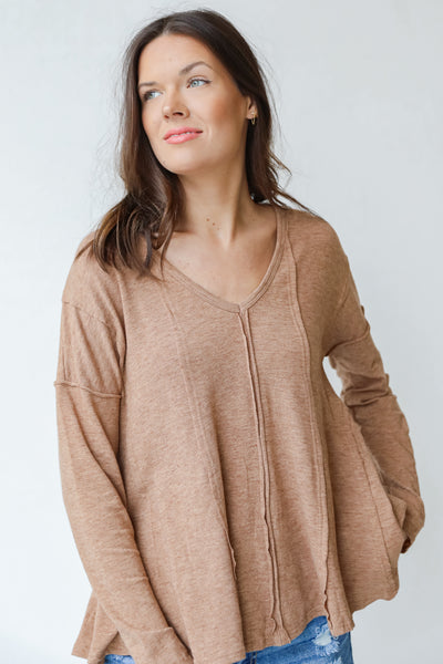Jersey Knit Top in camel