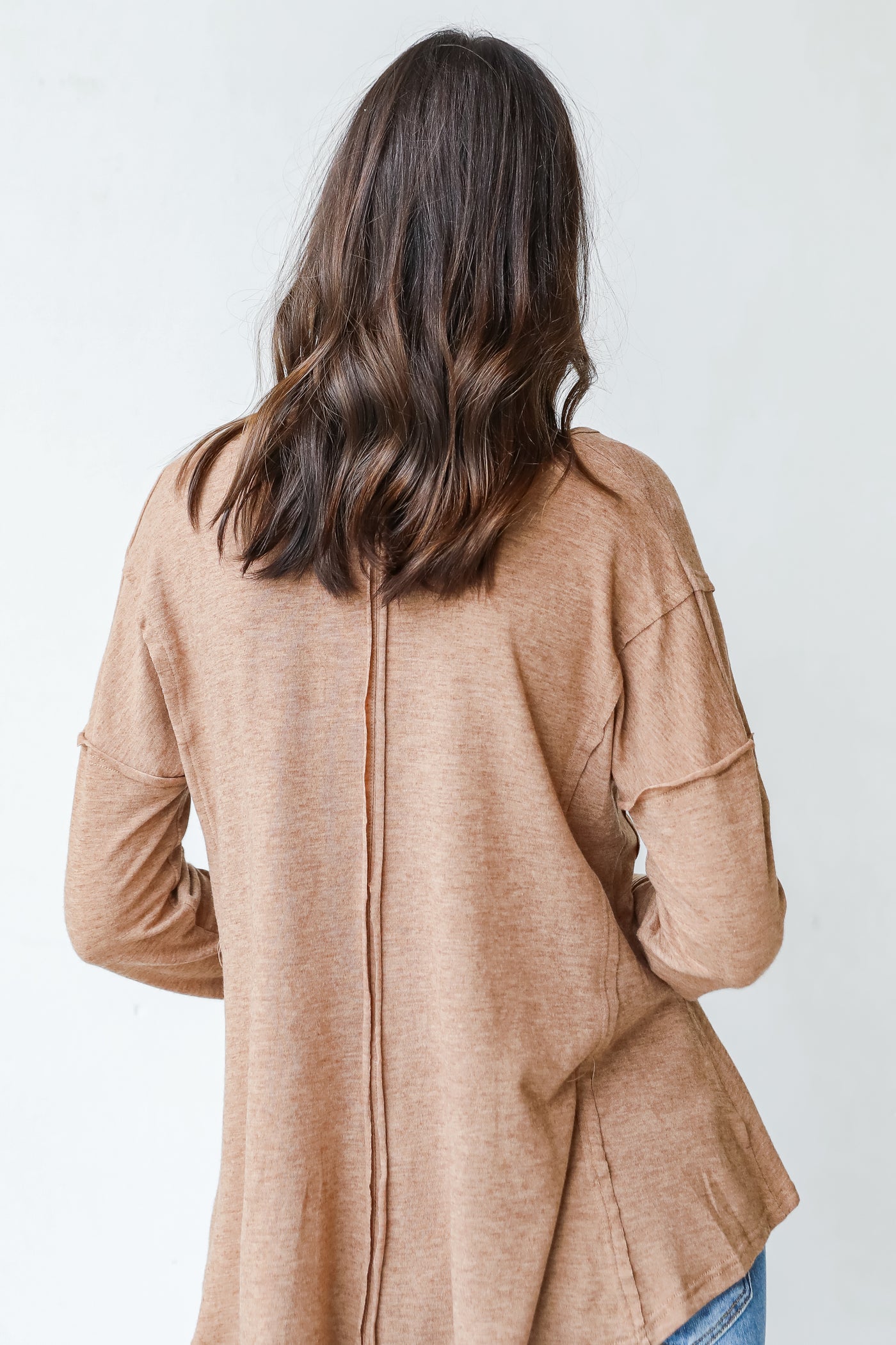 Jersey Knit Top in camel back view