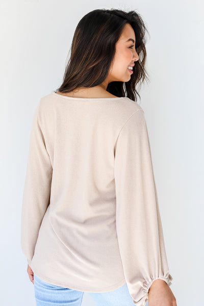 Knit Top in taupe back view