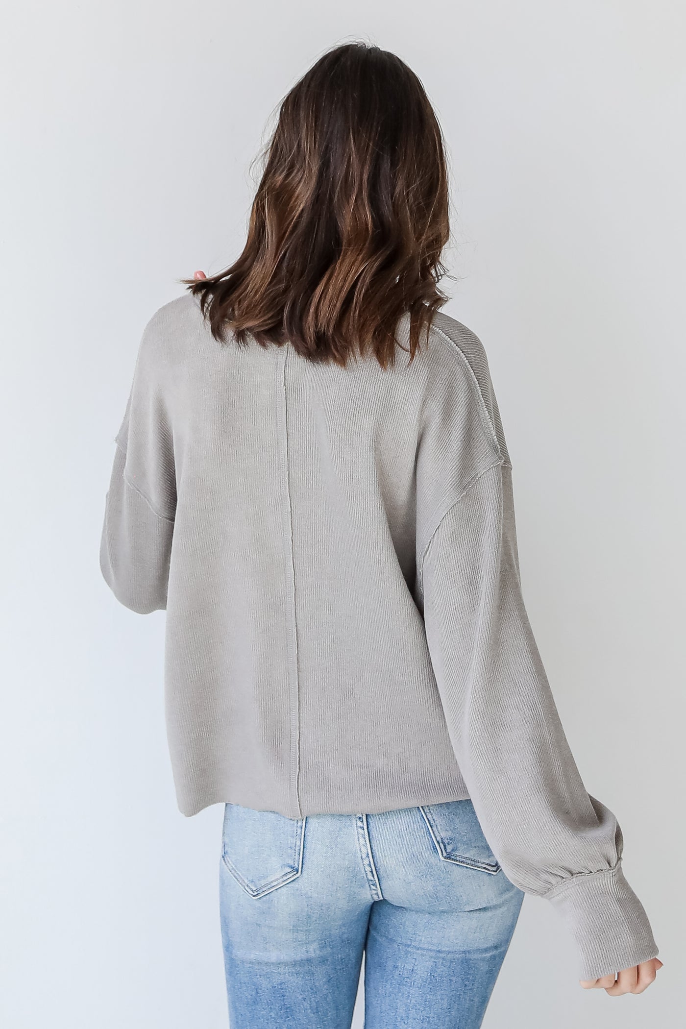 Knit Top in charcoal back view