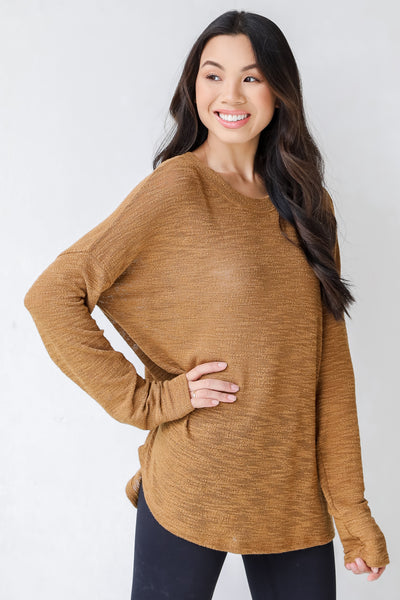 Knit Top in camel side view