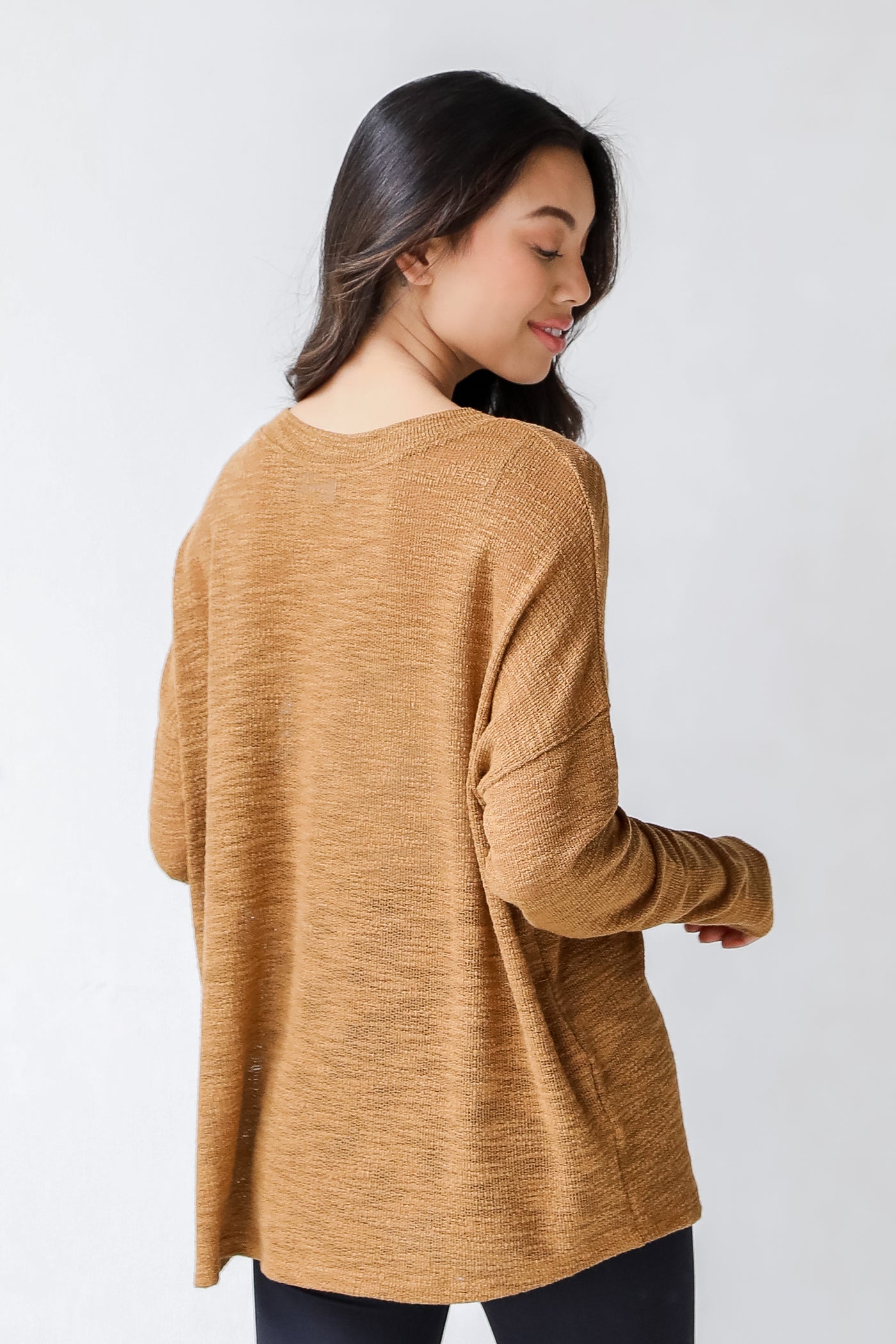Knit Top in camel back view