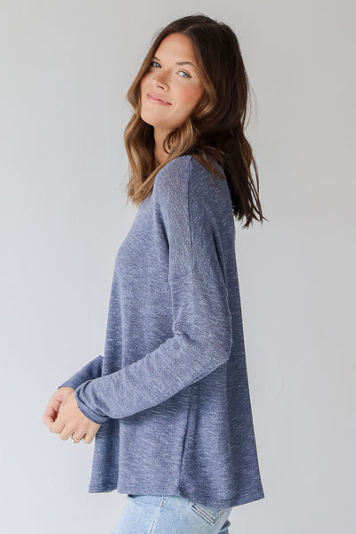 Knit Top in blue side view