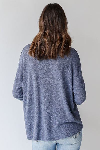 Knit Top in blue back view