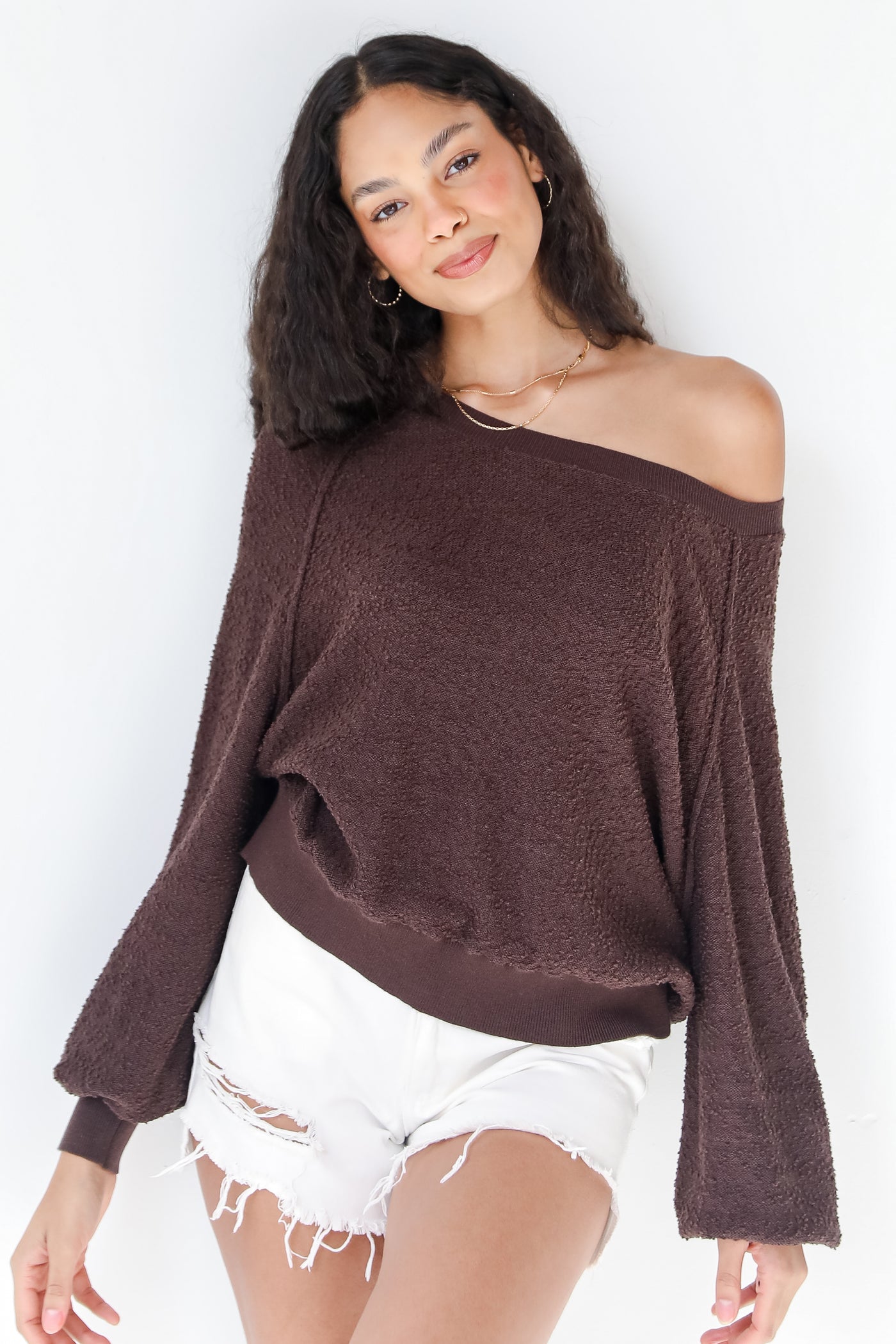 brown Knit Pullover