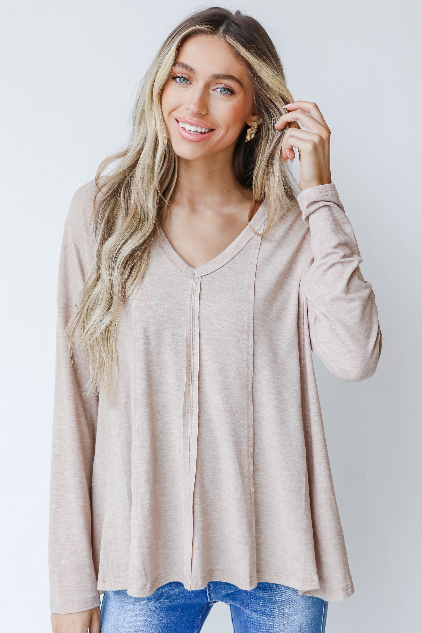 Jersey Knit Top in taupe