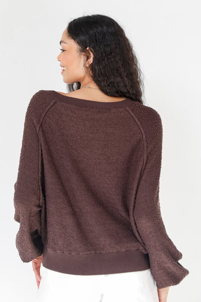 brown Knit Pullover back view