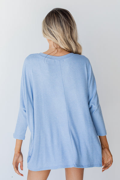 Brushed Knit Top in light blue back view