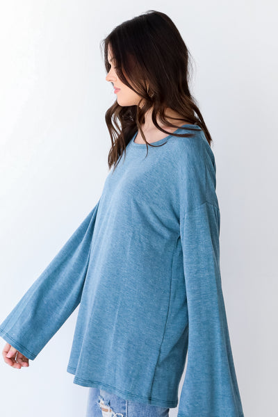 Knit Top in teal side view