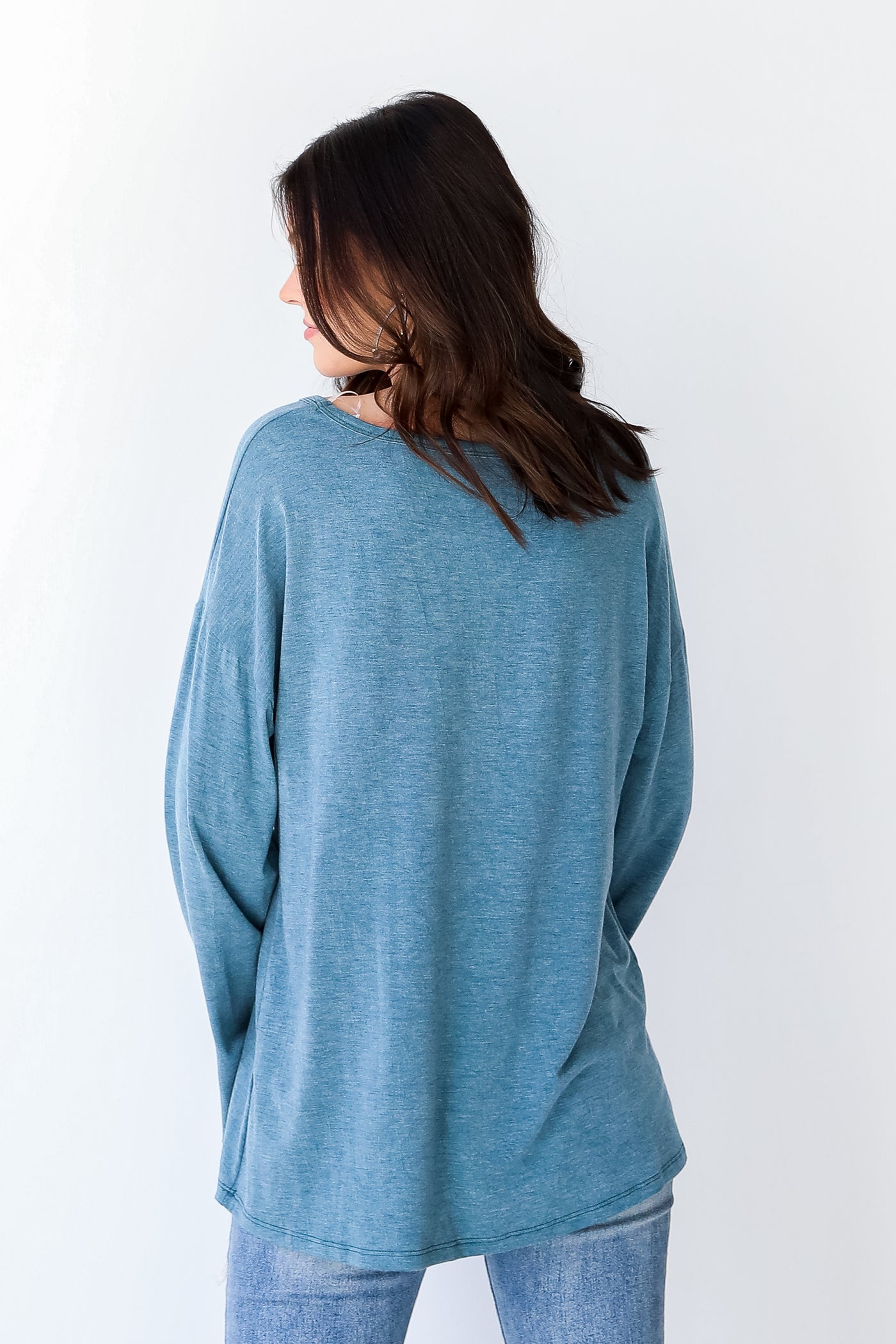 Knit Top in teal back view