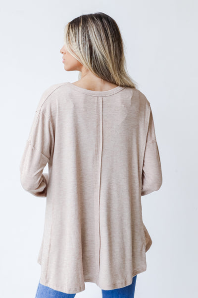 Jersey Knit Top in taupe back view