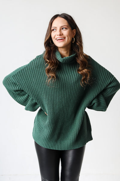 green Turtleneck Sweater