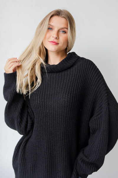 black Turtleneck Sweater on model