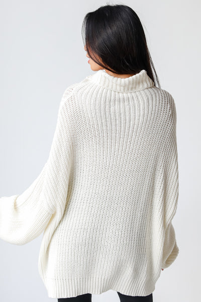 white Turtleneck Sweater back view