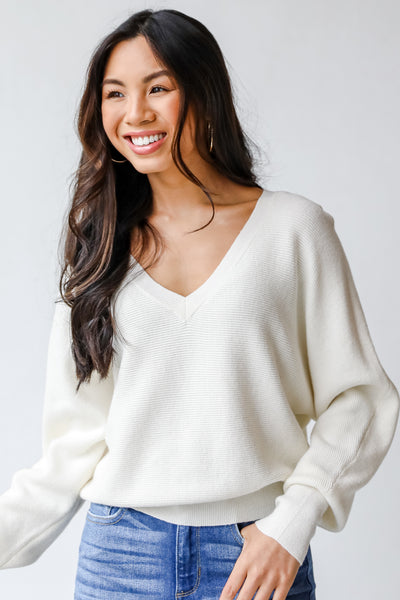 Sweater in ivory front view