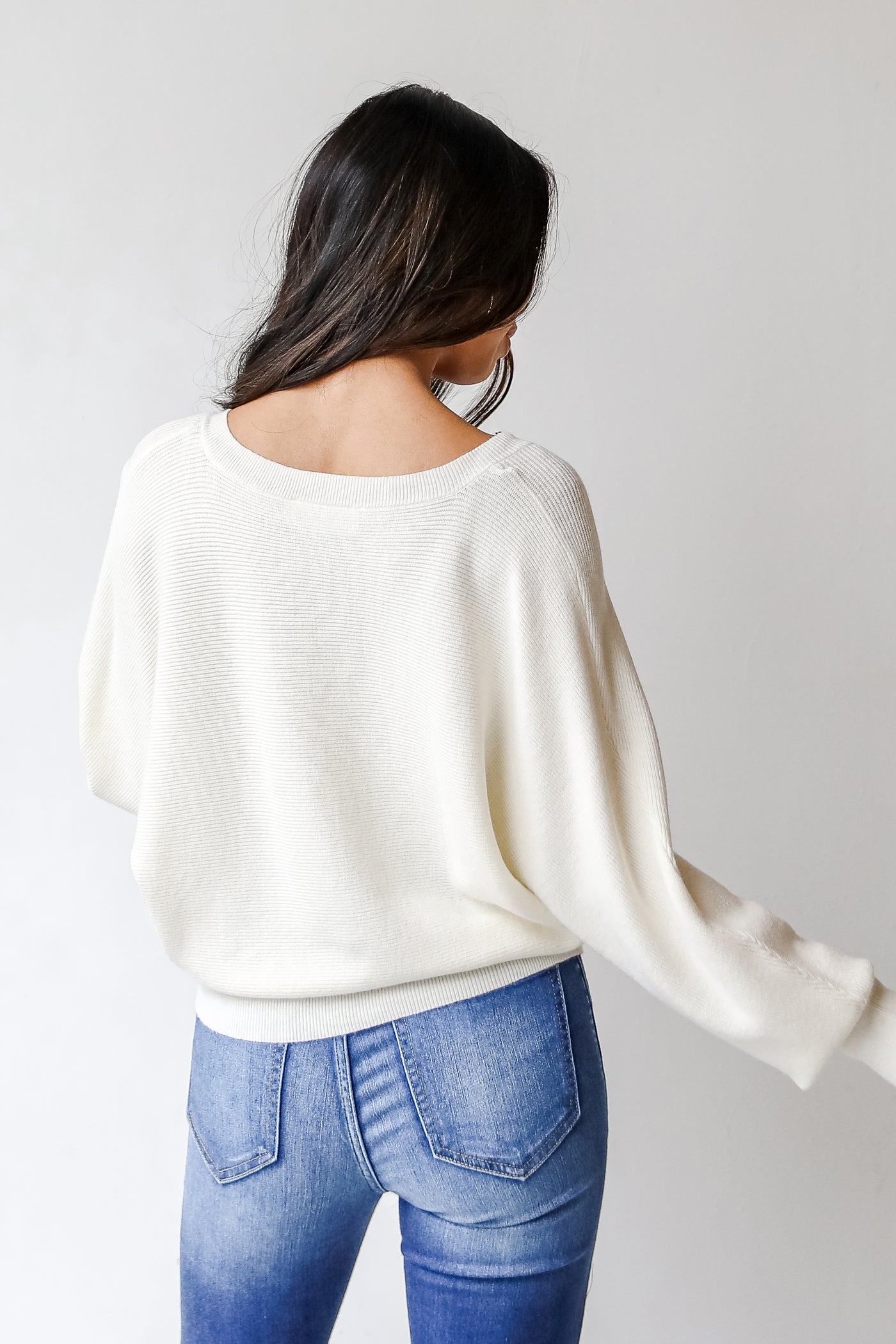 Sweater in ivory back view
