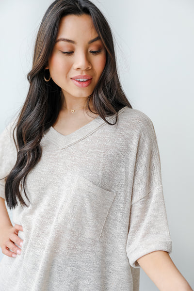 Knit Top in ivory close up